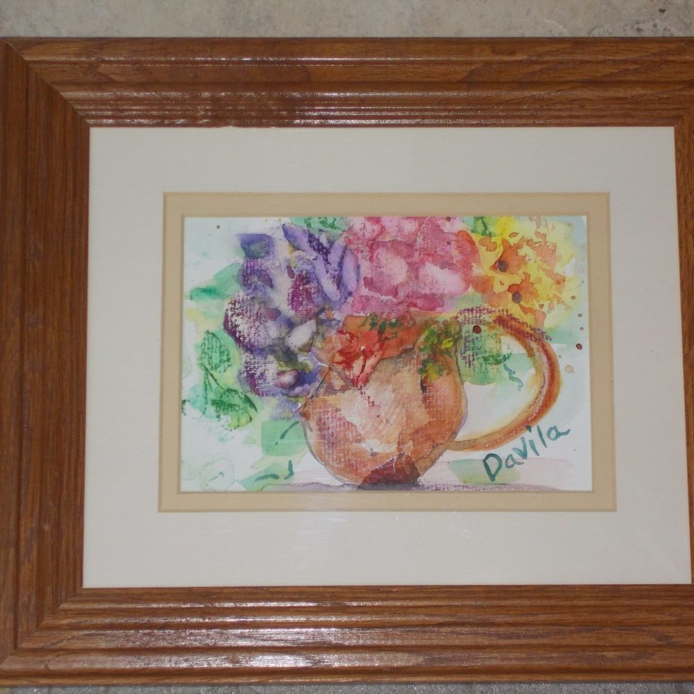 New Original Tea Cup Floral watercolor painting - Picture 4 of 4
